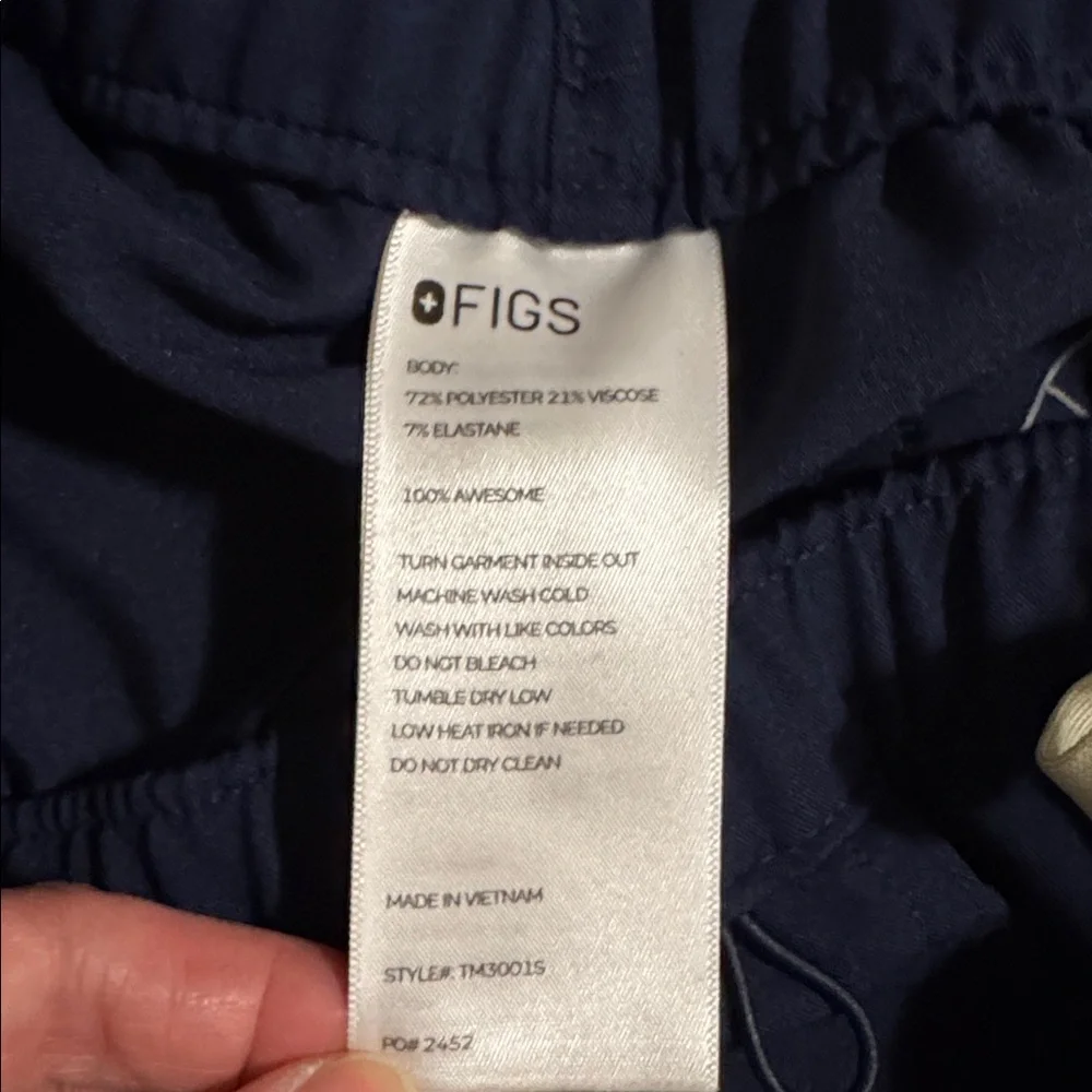 Figs Cairo Pants Navy Scrubs Button Zipper Fly Drawstring Medical Clinic-M Short
